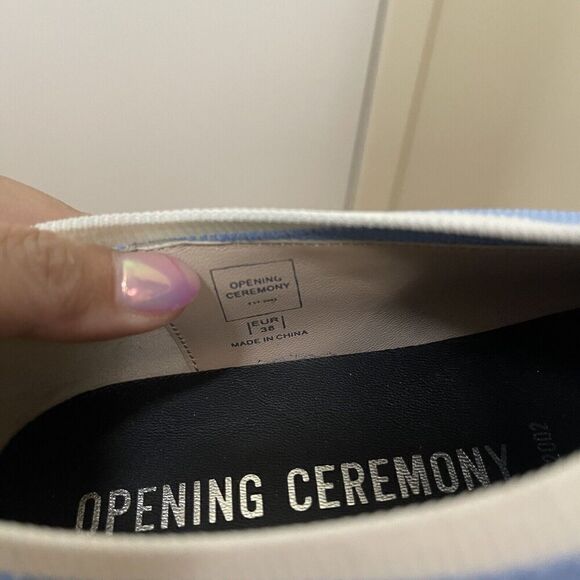 Opening Ceremony Blue Bobby Sock Pom Pom Sneakers slip-on knit shoes EU 38 - Picture 5 of 12